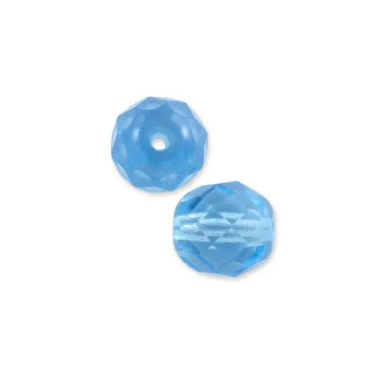Czech Fire Polished Glass Round Beads 8mm Aqua (Package of 25) {1}