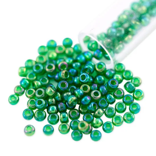 Miyuki Round Rocaille Seed Bead 8/0 Transparent Green AB {1}