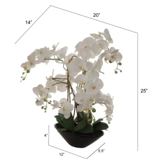 Chic 25" Phalaenopsis Orchid in Black Pot - Artificial Flower Arrangement for Sophisticated Home & Office D&eacute;cor - Realistic & Low-Maintenance, Floral Home by Artificial Flowers {3}