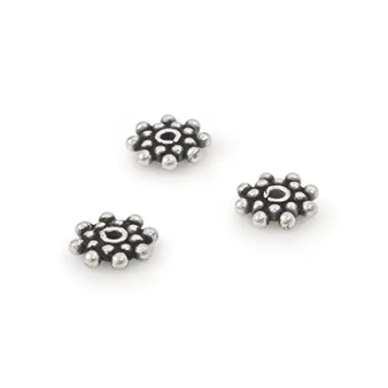 Bali Style Double Flat Flower Bead 6.5x1.5mm Sterling Silver {2}
