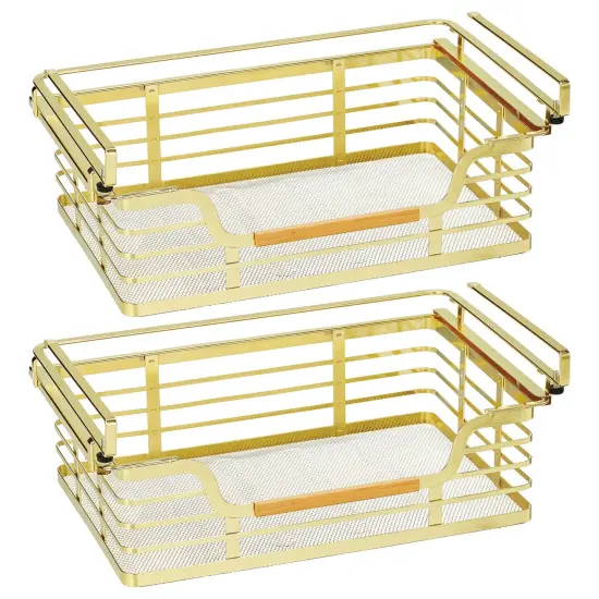 mDesign Metal Kitchen Under Shelf Storage Baskets - 2 Pack {3}