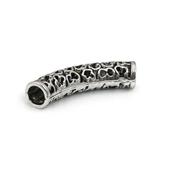 41x9mm Large Hole Pewter Curved Tube Bead (Package of 1) {2}