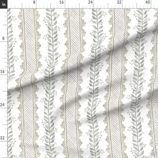 Various Fabrics by the Yard or Fat Quarter Boho Granny Chic White Beige Kitsch Floral Directional Lattice Stripes Large Scale Baroque Custom Printed Fabric by Spoonflower {1}