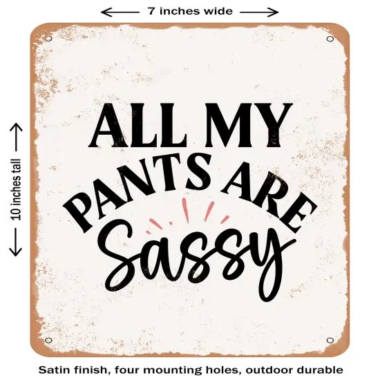 DECORATIVE METAL SIGN - All My Pants Are Sassy- Vintage Rusty Look {2}
