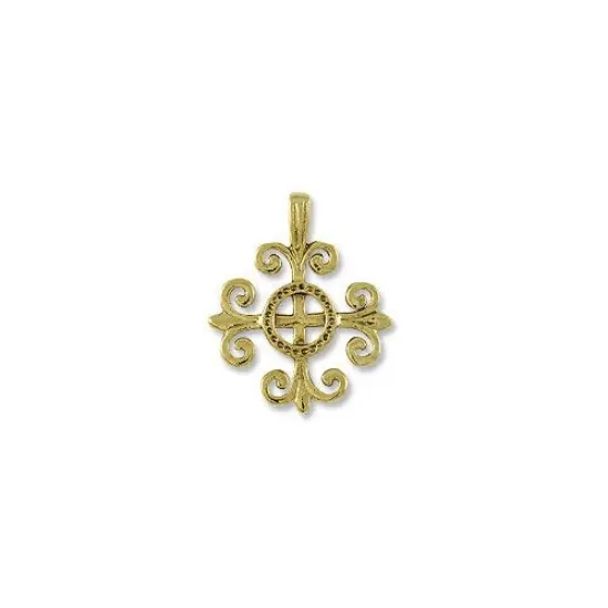 JewelrySupply Pendant | Celtic Spiritual 34x28mm Pewter Antique Gold Plated {1}