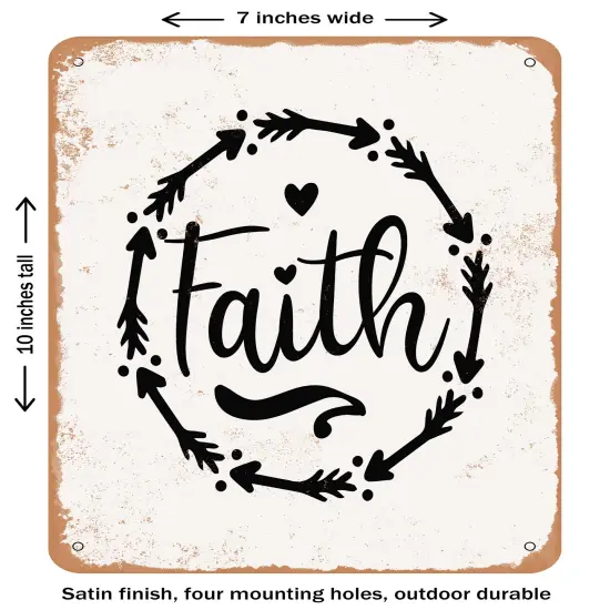 DECORATIVE METAL SIGN - Faith - 2- Vintage Rusty Look {1}