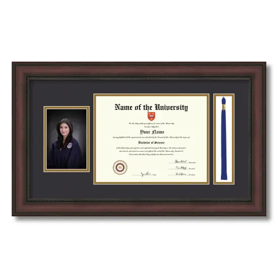 ArtToFrames 8.5x11 inch Diploma Frame with 4x6 Inch Image Opening and Tassel Opening - Framed with Black and Gold Mats, Comes with Regular Acrylic and Sawtooth Hanger for Wall Hanging (DIT-8.5x11) {1}