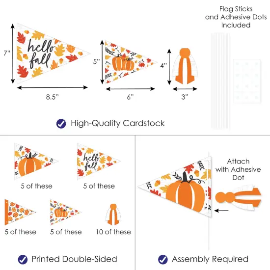 Big Dot of Happiness Fall Pumpkin - Triangle Halloween or Thanksgiving Party Photo Props - Pennant Flag Centerpieces - Set of 20 {4}