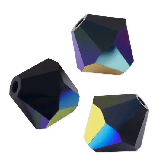 Preciosa Crystal Bicone Bead 6mm Jet AB (Package of 40) {1}