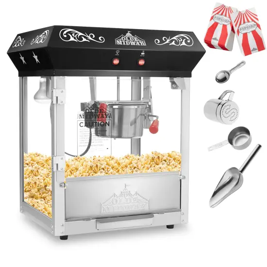Olde Midway Bar Style Popcorn Machine Maker Popper with 6-Ounce Kettle {2}