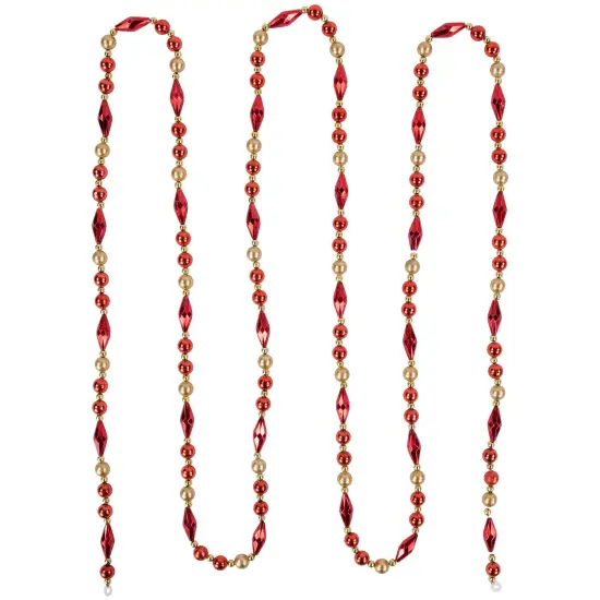 Northlight Shiny and Matte Beaded Christmas Garland - 9' x .5" - Red and Gold - Unlit {1}