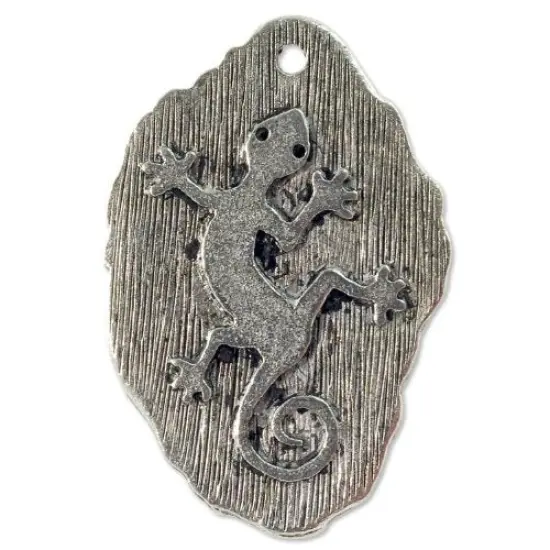 JewelrySupply Gecko Pendant 31x20mm Pewter Antique Silver Plated {1}