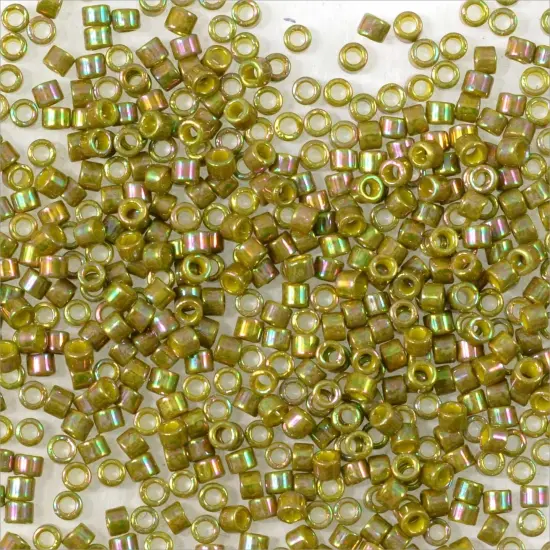 Miyuki Delica Seed Bead 11/0 Opaque Avocado Green Gold Luster AB {3}