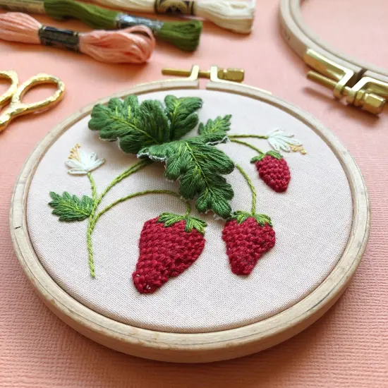 MCreativeJ Stumpwork Strawberries - Intermediate 3D Hand Embroidery DIY Craft Kit {3}