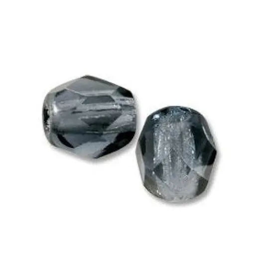 Czech Fire Polished Glass Round Beads 8mm Montana Blue (Package of 25) {2}