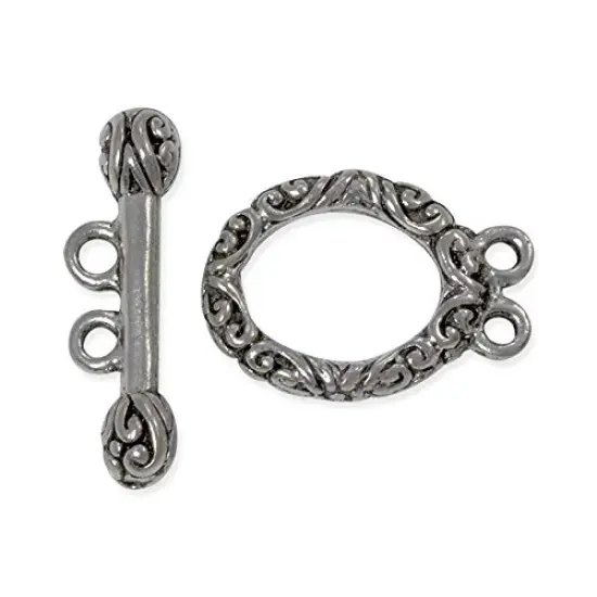 Toggle Clasp - 2-Strand 19x14mm Pewter Silver Plated (Set) {1}