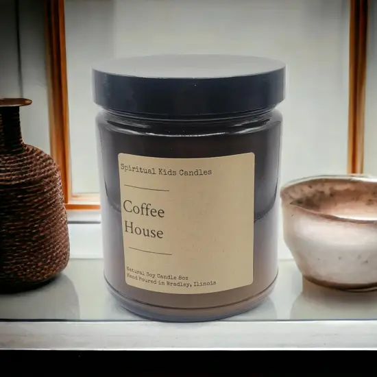 Coffee House Soy Candle 8oz 35-40 Hours Hand Poured with All Natural Soy Wax and Fragrant/ Essential Oils! {3}