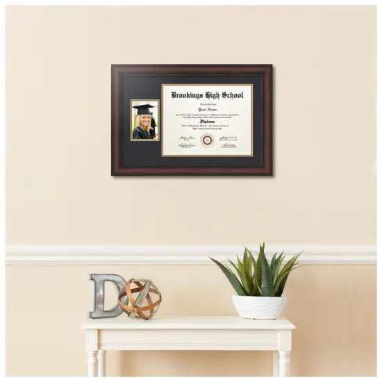 ArtToFrames 11x14 inch Diploma Frame with 6" x 8" Inch Image Opening - Framed with Black and Gold Mats, Comes with Regular Acrylic and Sawtooth Hanger for Wall Hanging (DT-11x14) {2}