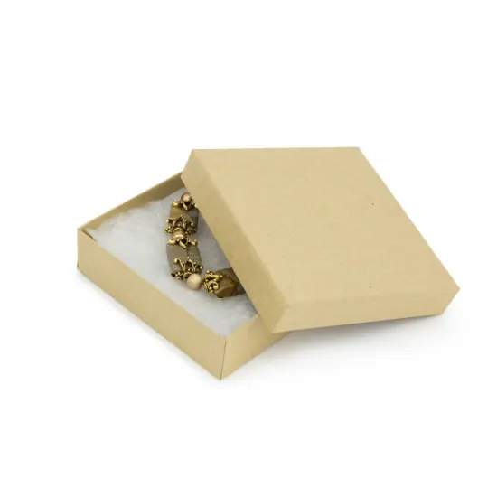 3" x 3" x 1" Kraft Paper Cotton Filled Jewelry Gift Box #33 (Package of 20) {2}