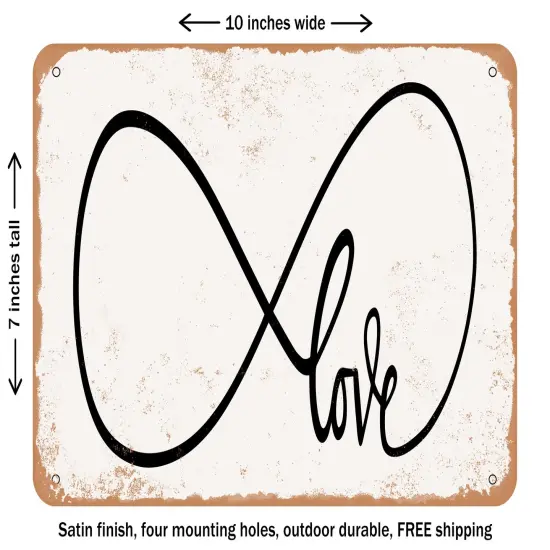 DECORATIVE METAL SIGN - Infinite Love - Vintage Rusty Look {1}