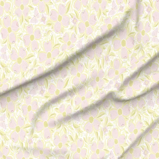 Various Fabrics by the Yard or Fat Quarter Dogwood Bouquet Spring Butterfly Pastel Pink Yellow Feminine Cheerful Playful Delicate Romantic Custom Printed Fabric by Spoonflower {6}