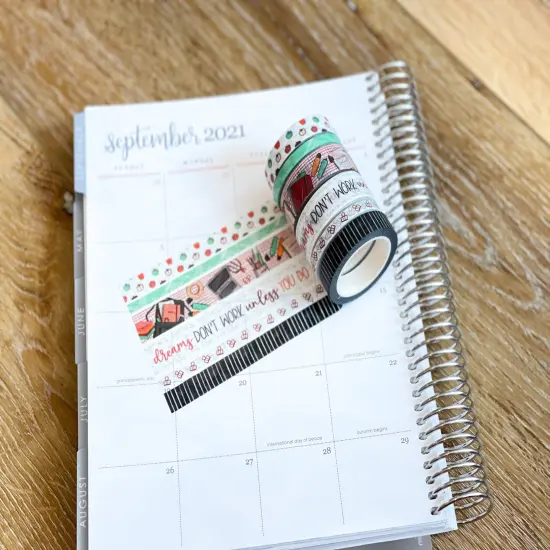 Girl Boss Working Dreams Fall Internship Teacher Apples Washi Tape Set (#W030) {5}