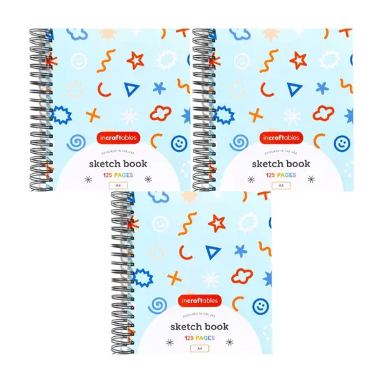 3 PACK - Incraftables Art Sketchbook (125 Pages) Spiral Bound. Hardcover Perforated Paper Pad (8.5&rdquo; x 11&rdquo; Big) Art Sketch Book for Artists & Beginners. Heavy Duty Sketch Notebook for Drawing & Panting (A4) {1}