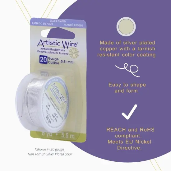 Artistic Wire Silver Plated Wire Dispenser Pack - 18 20 22 24 26 28 30 32 34 Gauge Wire for Beading and Jewelry Making Crafts, Bendable Shaping Wrapping Wire for Crystals, Rings, Bracelets {6}