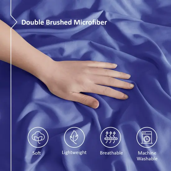 Nestl Double Brushed Microfiber Duvet Cover Set Royal Blue {4}