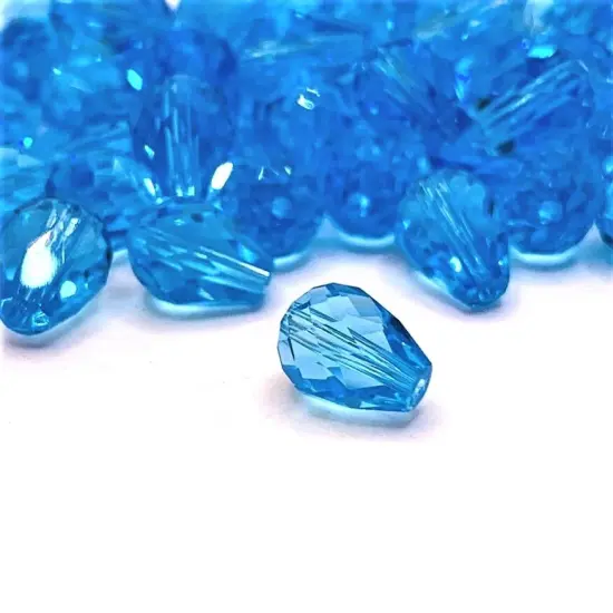 4, 20 or 50 Pieces: 6x8 mm Teardrop Aqua Blue Imitation Crystal December Birthstone Beads {1}