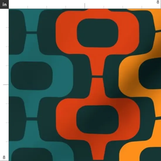 Various Fabrics by the Yard or Fat Quarter Retro Mcm Mod Squares Bold Geometric Orange Red Custom Printed Fabric by Spoonflower {4}