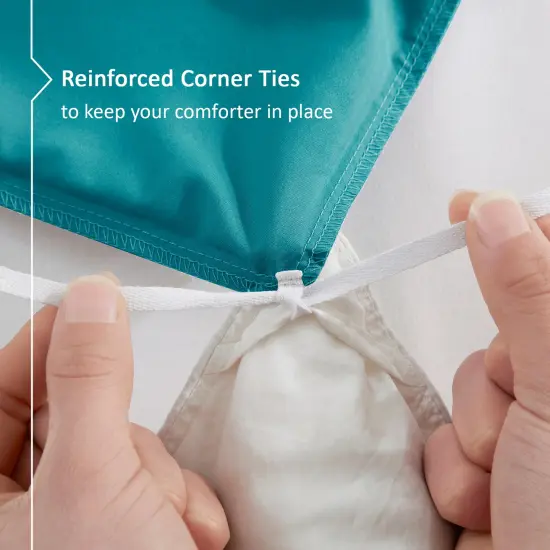 Nestl Double Brushed Microfiber Duvet Cover Set Teal {5}