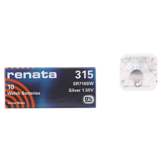 Strip of 10 Genuine Fresh Renata 315 SR716SW Swiss Made Silver 1.55v Batteries {2}