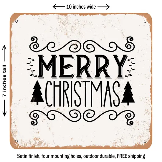 DECORATIVE METAL SIGN - Merry Christmas5 - Vintage Rusty Look {1}