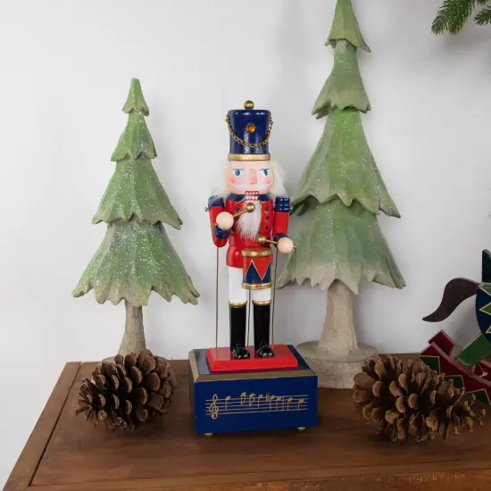 Northlight Nutcracker Drummer Animated and Musical Christmas Figure - 12" - Red and Navy {3}