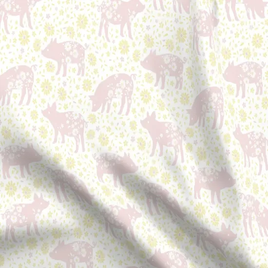 Various Fabrics by the Yard or Fat Quarter Shabby Chic Pigs Farmhouse Pastel Pink Yellow Cheerful Playful Delicate Custom Printed Fabric by Spoonflower {5}