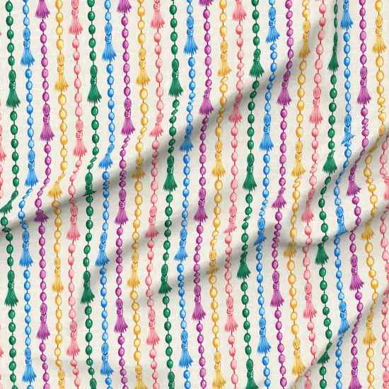 Various Fabrics by the Yard or Fat Quarter Mardi Gras Colorful Stripes Beads Painted Custom Printed Fabric by Spoonflower {6}