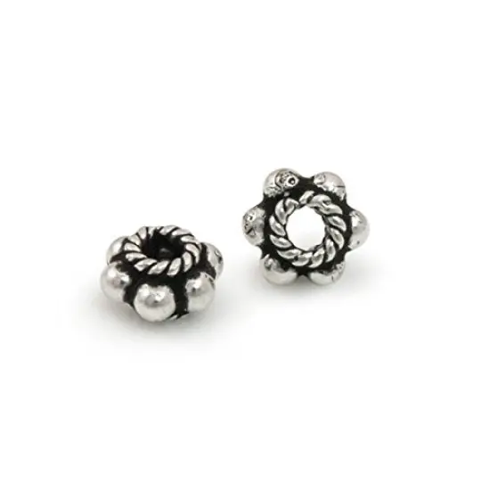 Bali Style Flower Bead 7x4mm Sterling Silver {1}