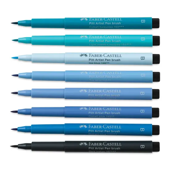 Faber-Castell Pitt Artist Pens - The Blues, Set of 7, Brush Nib {1}