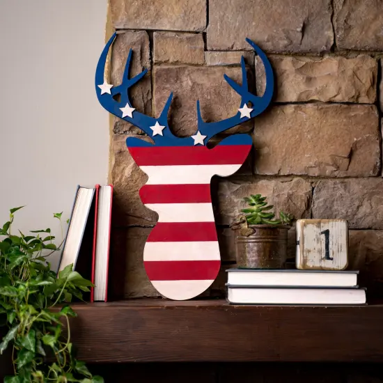 20 in. Unfinished Wooden Deer Head Shape {6}