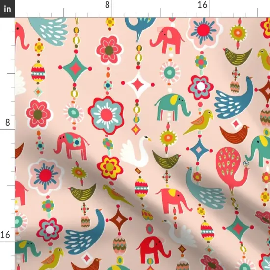 Various Fabrics by the Yard or Fat Quarter Whimsical Beads Flower Peacock Bead Print Childhood Toys Tassels Custom Printed Fabric by Spoonflower {2}