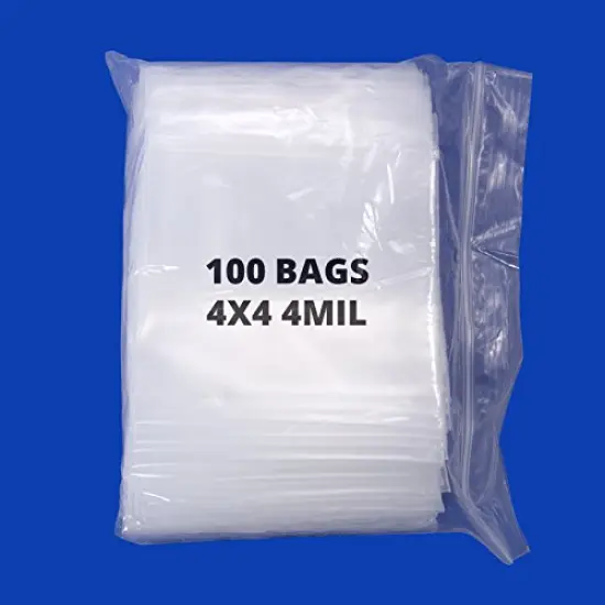 Clear Plastic Reclosable 4mil Zipper Bags 4x4 (Package of 100) {2}