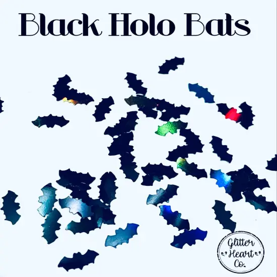 Polyester Glitter - Black Holo Bats Glitter Shape by Glitter Heart Co.&trade; {2}