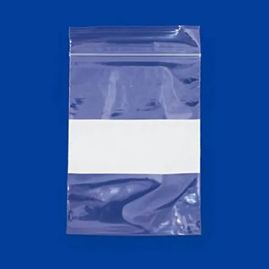 Clear Plastic Reclosable Zipper Bags 3x4 W/White Block (Package of 100) {1}