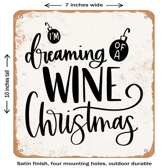 DECORATIVE METAL SIGN - Wine Christmas - Vintage Rusty Look {2}