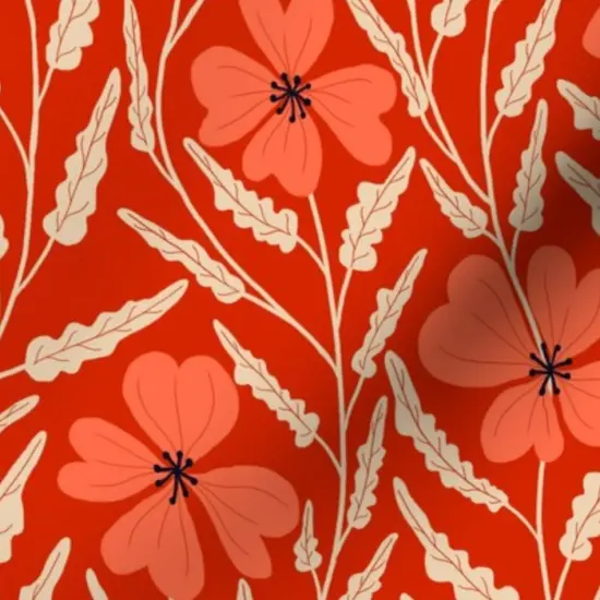 Various Fabrics by the Yard or Fat Quarter Bight Poppy Florals Flowers Botanical Garden Leaves Petals Blooms Vibrant Custom Printed Fabric by Spoonflower {7}