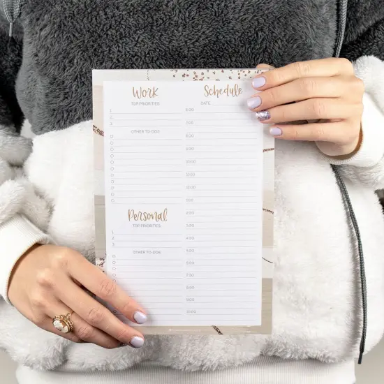 bloom daily planners Planning Pad, 6" x 9", Timed Work & Personal To-Do List, Brushed Beige {2}