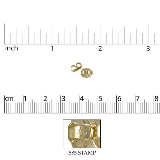 JewelrySupply Ear Back Heavy 14 Karat Solid Yellow Gold (1 Pair of 14KT Gold Earring Backs) {3}