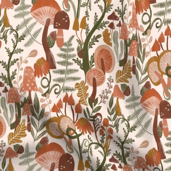 Various Fabrics by the Yard or Fat Quarter Woodland Neutral Nursery Earth Tones Mushrooms Toadstools Terracotta Custom Printed Fabric by Spoonflower {5}