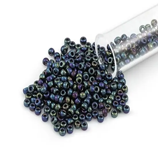 Miyuki Round Rocaille Seed Bead 11/0 Metallic Black AB {1}